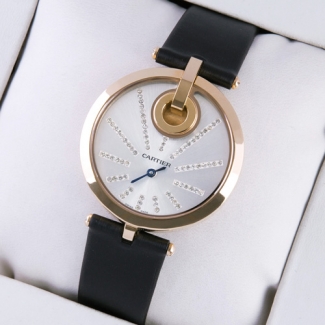 Captive de Cartier 18k pink gold black fabric strap replica watch for women