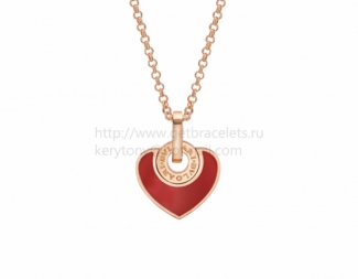Fake BVLGARI BVLGARI Cuore Pendant in Rose Gold with Carnelian