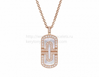 Replica BVLGARI Parentesi Necklace Pink Gold with mother-of-pearl and Pave Diamonds