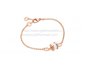 Replica Bvlgari B.zero1 Soft Bracelet in Rose Gold with Rose Gold and White Ceramic Pendant