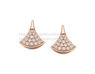 Replica Bvlgari DIVAS' Dream Rose Gold Stud Earrings with Pave Diamonds
