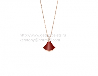 Replica Bvlgari Divas' Dream Necklace in Rose Gold with Carnelian and Diamond