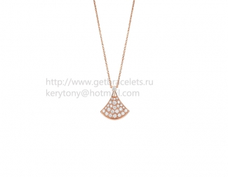 Replica Bvlgari Divas' Dream Necklace in Rose Gold with Pave Diamonds