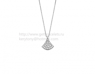Replica Bvlgari Divas' Dream Necklace in White Gold with Pave Diamonds