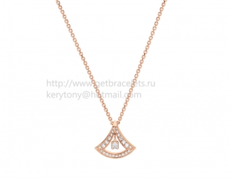 Replica Bvlgari Divas' Dream Rose Gold Openwork Necklace with Central Diamond and Pave Diamonds 