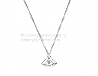 Replica Bvlgari Divas' Dream White Gold Openwork Necklace with White Gold Pendant with a Central Diamond