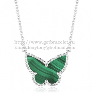 Van Cleef Arpels Lucky Alhambra Butterfly Pendant White Gold With Malachite Mother Of Pearl