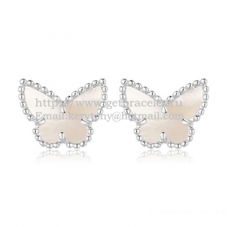 Van Cleef & Arpels Sweet Alhambra Butterfly Earrings White Gold With White Mother Of Pearl