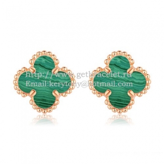 Van Cleef & Arpels Sweet Alhambra Earrings 9mm Pink Gold With Malachite Mother Of Pearl