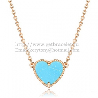 Van Cleef Arpels Sweet Alhambra Heart Pendant Pink Gold With Turquoise Mother Of Pearl