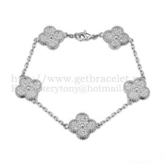 Van Cleef & Arpels Vintage Alhambra Bracelet 5 Motifs White Gold