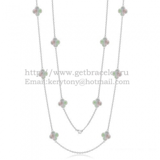 Van Cleef & Arpels Vintage Alhambra Necklace White Gold 10 Motifs With Gray Mother Of Pearl