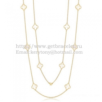 Van Cleef & Arpels Vintage Alhambra Necklace Yellow Gold 10 Motifs With White Mother Of Pearl