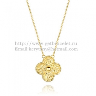 Van Cleef & Arpels Vintage Alhambra Pendant Yellow Gold With Round Diamonds