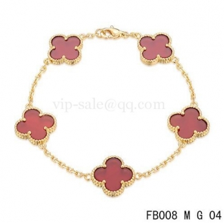 Fake Van Cleef & Arpels Bracelet Jaune Avec 5 Motifs De Couleur Rouge