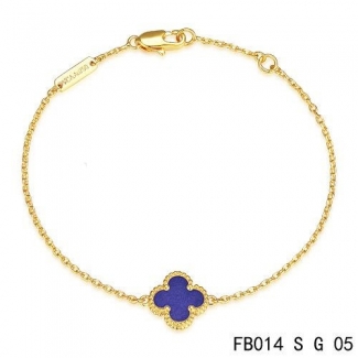 Fake Van Cleef & Arpels Sweet Alhambra Bracelet In Yellow Gold With Lapis Lazuli