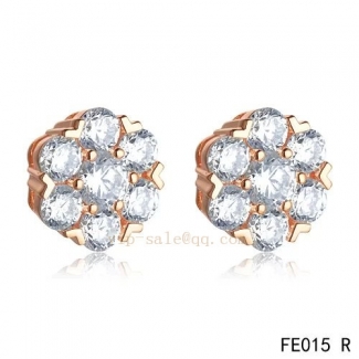 Fake Van Cleef & Arpels Fleurette Earstuds Pink Earrings With 7 Diamonds