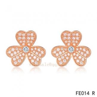 Replica Van Cleef & Arpels Frivole Pink Gold Earrings With Diamonds