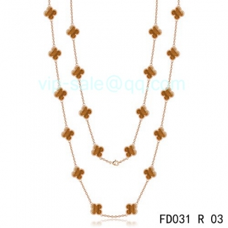 Fake Van Cleef & Arpels Vintage Alhambra Necklace In Pink Gold With 20 Motifs