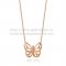 Van Cleef Arpels Butterfly Hollowing Carving Pendant Pink Gold With Diamond