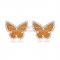 Van Cleef & Arpels Sweet Alhambra Butterfly Earrings White Gold With Tiger's Eye Mother Of Pearl