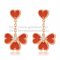 Van Cleef & Arpels Sweet Alhambra Effeuillage Earrings Pink Gold With Carnelian Mother Of Pearl