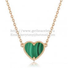 Van Cleef Arpels Sweet Alhambra Heart Pendant Pink Gold With Malachite Mother Of Pearl