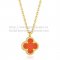 Van Cleef & Arpels Sweet Alhambra Pendant Yellow Gold With Carnelian Mother Of Pearl 9mm