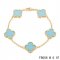 Fake Van Cleef & Arpels Alhambra Bracelet In Yellow With 5 Blue Clover