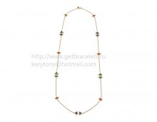 Replica Bvlgari Divas' Dream Sautoir Necklace in Rose Gold with Carnelian Malachite and Lapis Lazuli