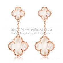 Van Cleef & Arpels Magic Alhambra Earrings Pink Gold With White Mother Of Pearl