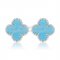 Van Cleef & Arpels Sweet Alhambra Earrings 15mm White Gold With Turquoise Mother Of Pearl