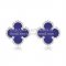 Van Cleef & Arpels Sweet Alhambra Earrings 9mm White Gold With Lapis Stone Mother Of Pearl