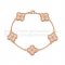 Van Cleef & Arpels Vintage Alhambra Bracelet 5 Motifs Pink Gold With Round Diamonds