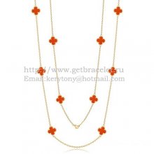 Van Cleef & Arpels Vintage Alhambra Necklace Yellow Gold 10 Motifs With Carnelian Mother Of Pearl