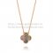 Van Cleef & Arpels Vintage Alhambra Pendant Pink Gold Colorful Mother Of Pearl 15mm