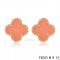 Replica Van Cleef & Arpels Vintage Alhambra Clover Pink Earrings Pink Chalcedony