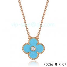 Fake Van Cleef & Arpels Vintage Alhambra Pendant In Pink Gold