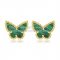 Van Cleef & Arpels Sweet Alhambra Butterfly Earrings Yellow Gold With Malachite Mother Of Pearl