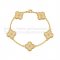 Van Cleef & Arpels Vintage Alhambra Bracelet 5 Motifs Yellow Gold With Round Diamonds