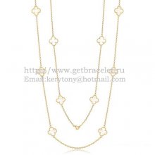 Van Cleef & Arpels Vintage Alhambra Necklace Yellow Gold 10 Motifs With White Mother Of Pearl