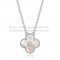 Van Cleef & Arpels Vintage Alhambra Pendant White Gold With White Mother Of Pearl Round Diamonds