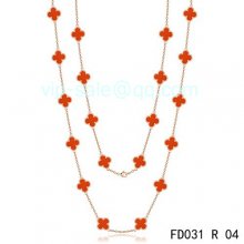 Fake Van Cleef & Arpels Vintage Alhambra Necklace In Pink Gold With 20 Motifs
