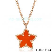 Fake Van Cleef & Arpels Alhambra Maple Leaf Pendant In Pink Gold