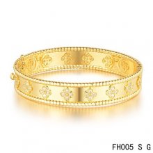 Fake Van Cleef & Arpels Perlee Clover Bracelet In Yellow Gold With Diamond-Small Model