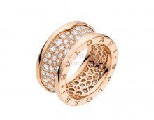 Replica Bvlgari B.zero1 4-Band Ring Pink Gold with Pave Diamonds