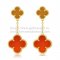 Van Cleef & Arpels Magic Alhambra Earrings Yellow Gold With Tiger's Eye Carnelian