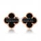 Van Cleef & Arpels Sweet Alhambra Earrings 15mm Pink Gold With Black Onyx Mother Of Pearl