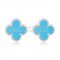 Van Cleef & Arpels Sweet Alhambra Earrings 9mm White Gold With Turquoise Mother Of Pearl