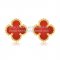 Van Cleef & Arpels Sweet Alhambra Earrings 9mm Yellow Gold With Carnelian Mother Of Pearl